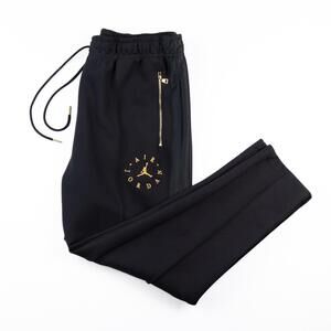 Nike Air Jordan Jogger Sweatpants Mens Large Black Gold Jumpman Zipper Pockets